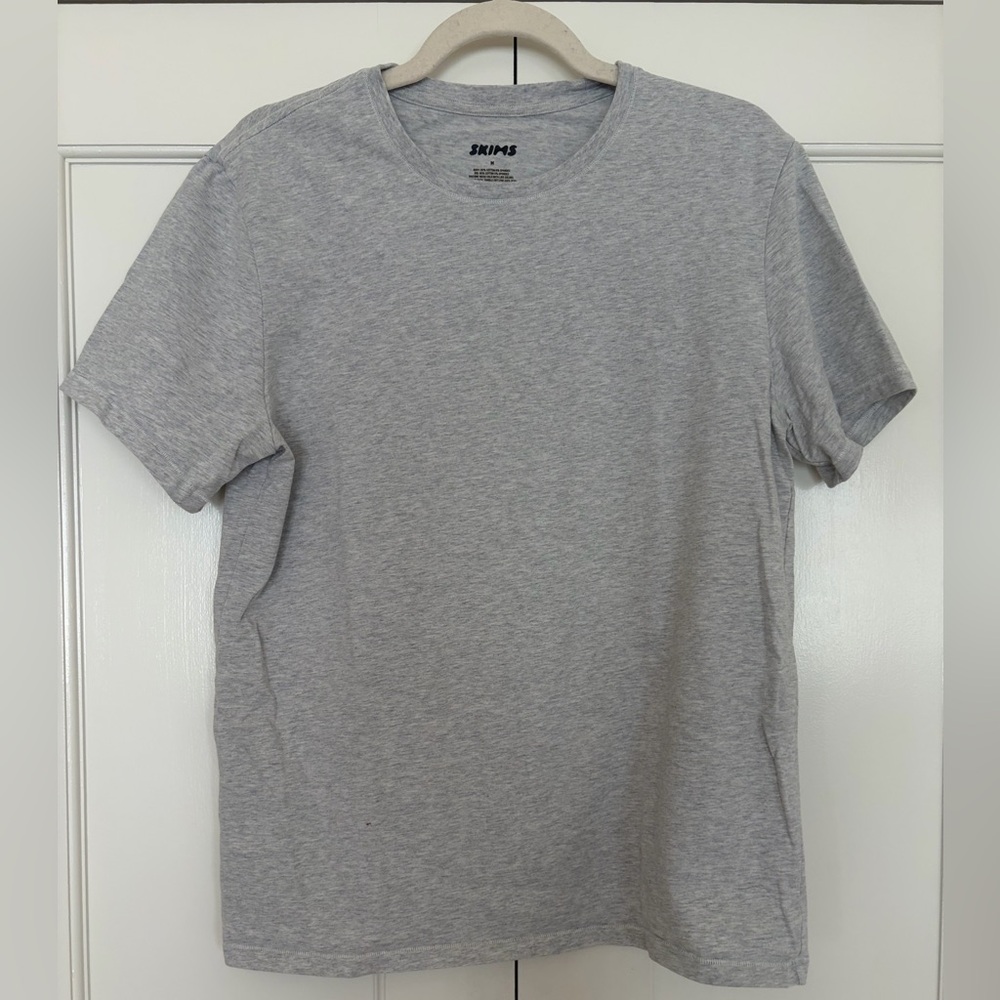 SKIMS Cotton Jersey T-Shirt Gray Crew Neck Tee Size Medium